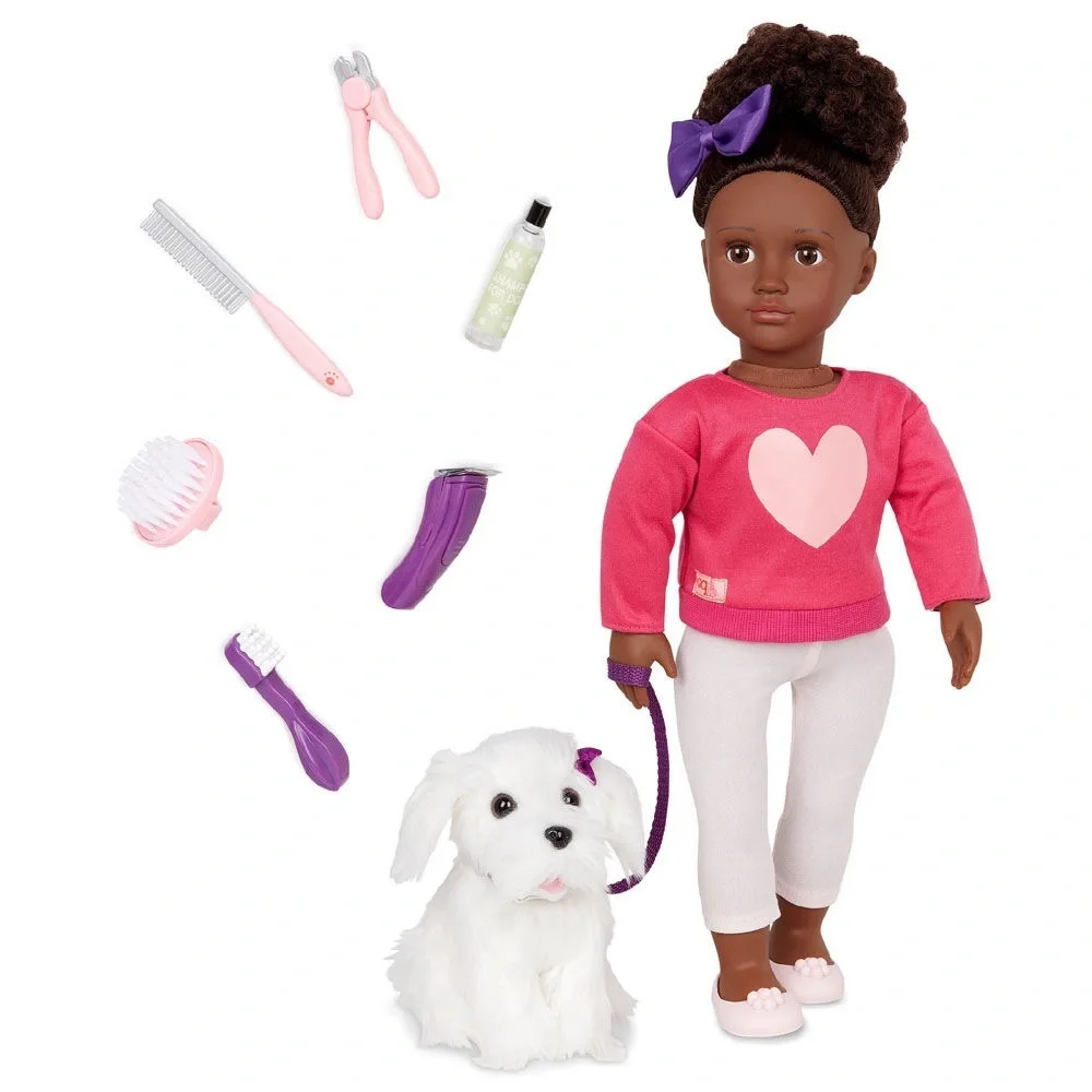 New Our Generation Choyce & Jewel 18-inch Doll, Maltese Puppy Dog & Accessories